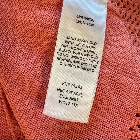 Cynthia Rowley  Dress Peach Lightweight Knit Sleeveless Drop Waist Eyelet M - Picture 11 of 11
